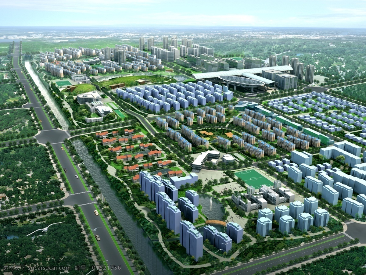 城市 鸟瞰 效果图 鸟瞰效果图 城市效果图 城市素材 psd分层 规化效果图 分层