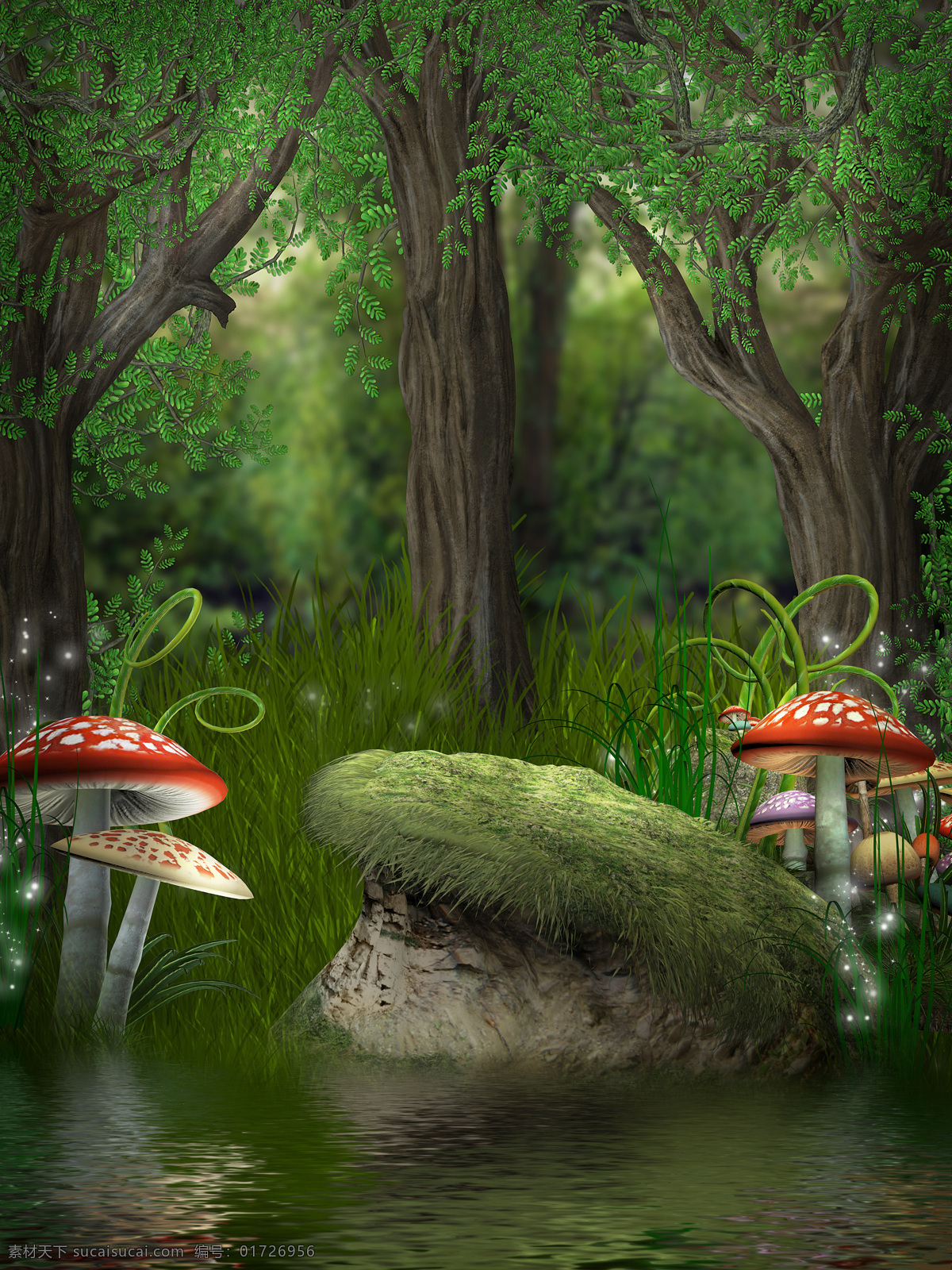童话背景 童话 魔幻 蘑菇 森林 树林 动漫动画
