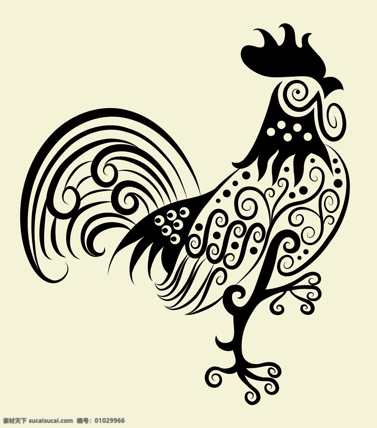 公鸡 剪影 刺青 动物 花纹 矢量素材 手绘 图案 图形 纹身 线稿 线条 矢量图 其他矢量图