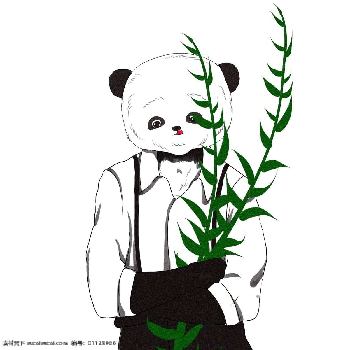 可爱 熊猫 原创 商用 元素 竹子 简约 清新 手绘 板绘 水彩 呆萌 软萌