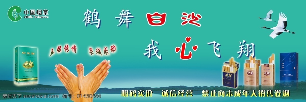 鹤舞白沙 我心飞翔 白鹤 飞翔的双手 白沙烟 山 草地 展板模板 广告设计模板 源文件
