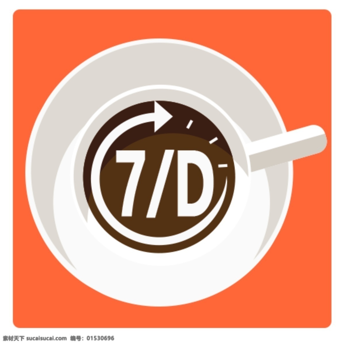 咖啡杯 时间 logo 棕色 7d 圆形