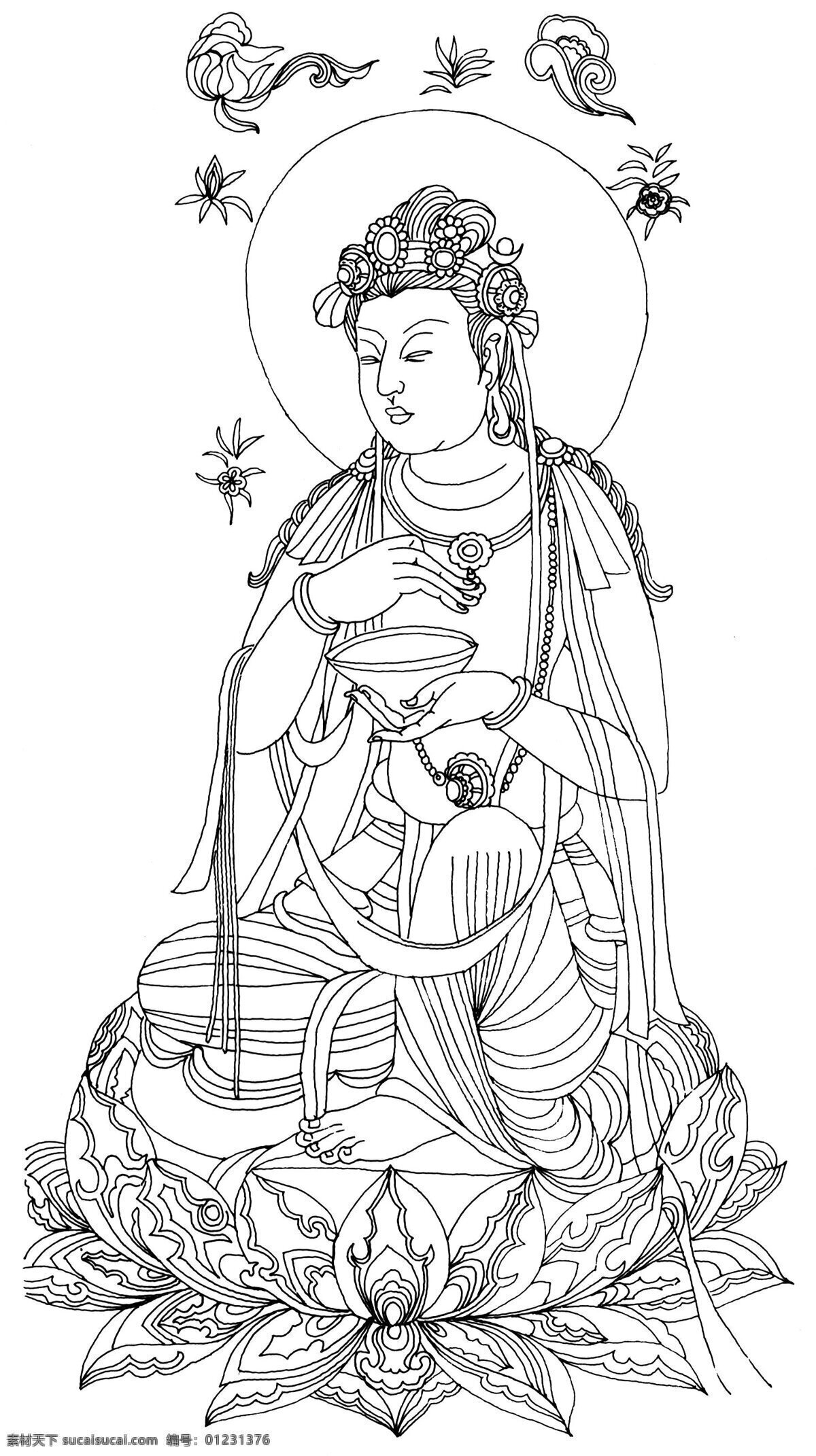 菩萨 300 白描 设计图库 文化艺术 宗教信仰 菩萨1 传统佛教素材
