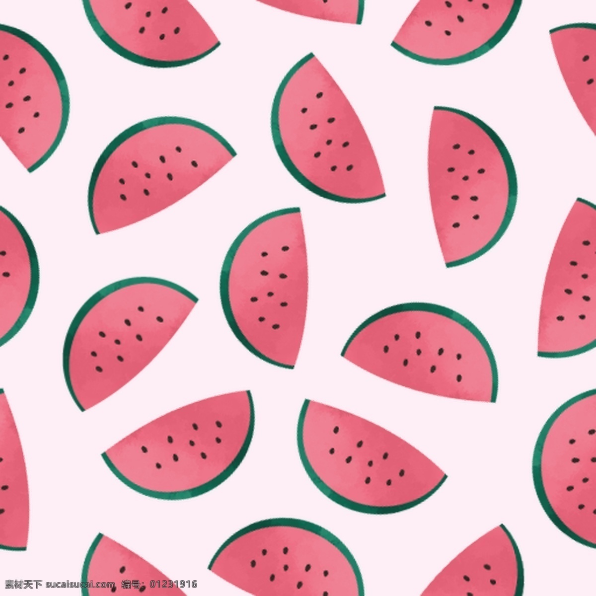 西瓜 水果 数码印花 连晒花型 缤纷水果 说过花型 夏日水果