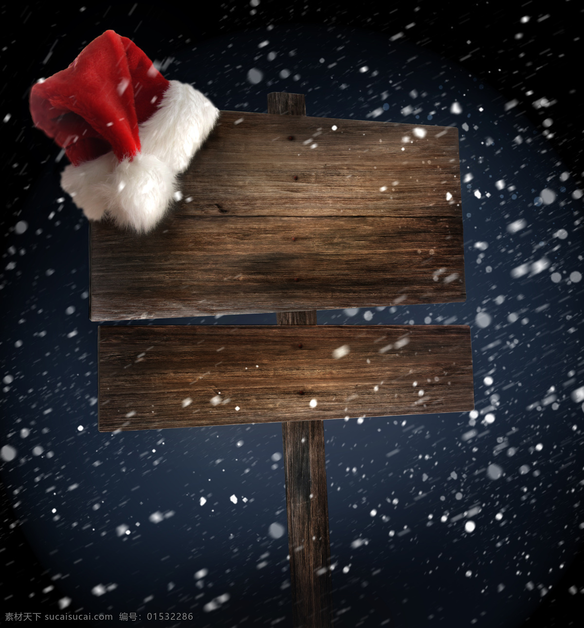 雪花 中 木板 圣诞帽 圣诞节 节日素材 节日庆典 生活百科