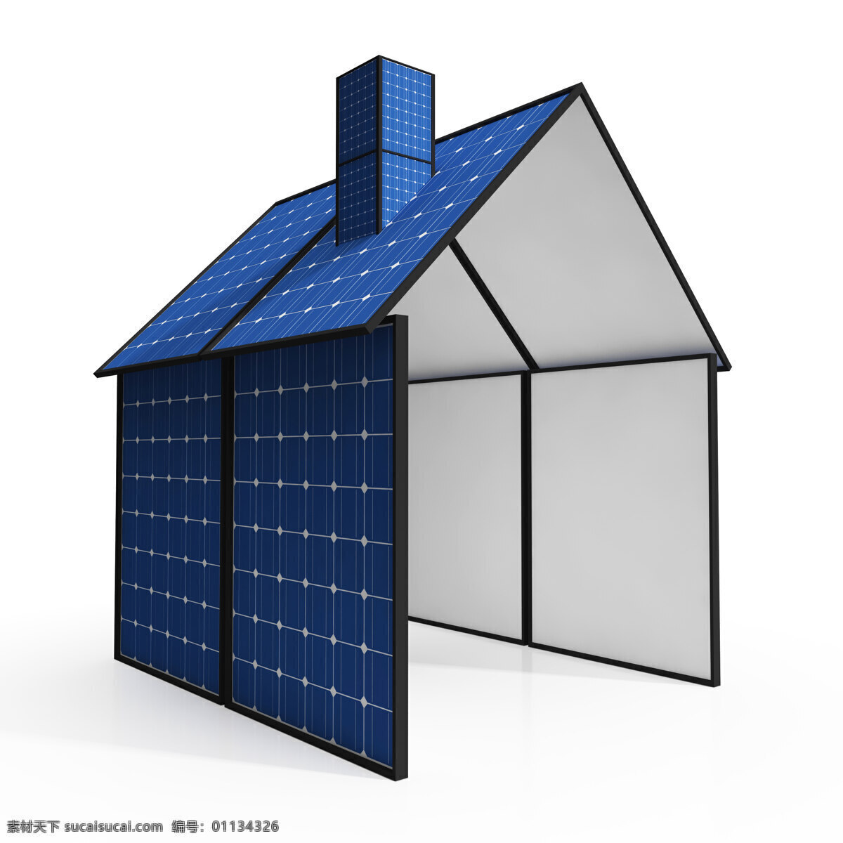太阳能 电池板 房子 显示 再生 能源 白色