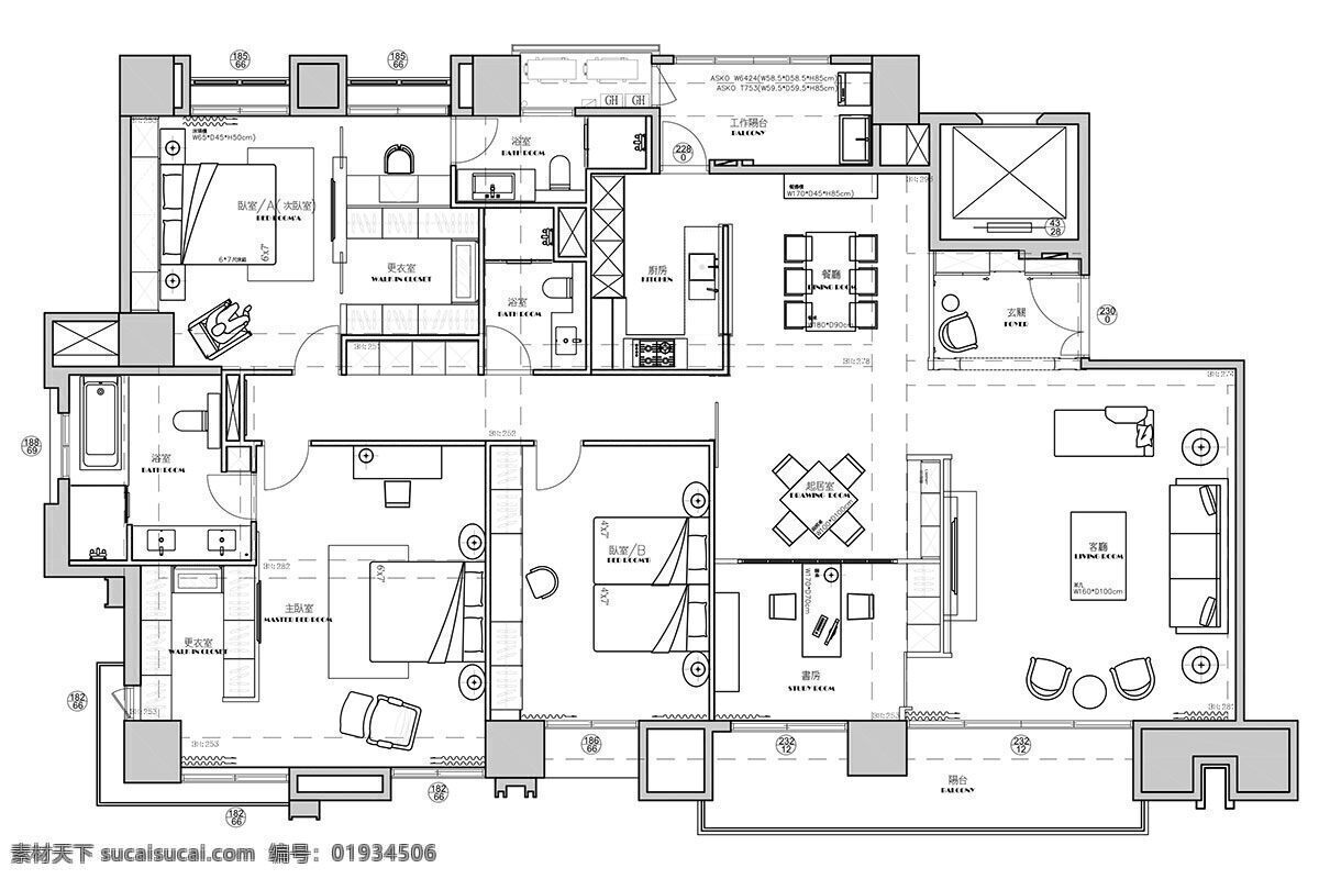 黑白 户型 图 矢量图 户型图 矢量 线条户型图 房型图 平面图 家居家具 建筑家