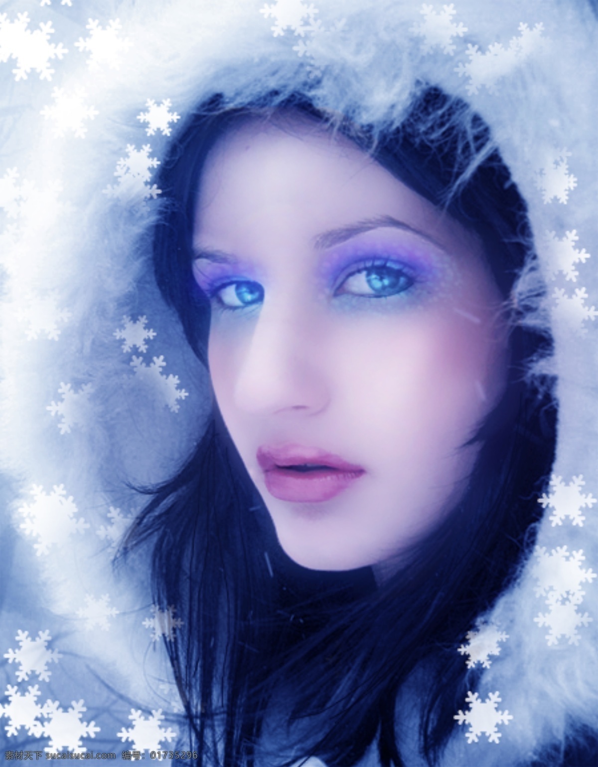 幻境女 雪花 美女 虚幻 幻境 蓝色