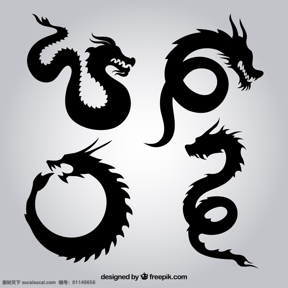 龙剪影 动物 剪影 怪物 幻想 亚洲 古老 神秘 传奇 图标 高清 源文件