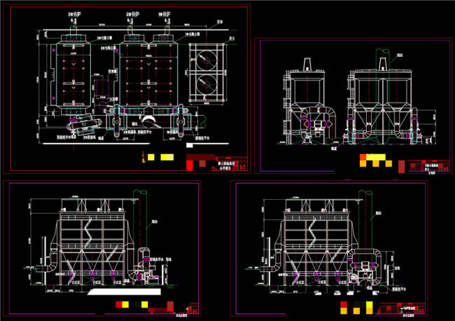 除尘 工程 四 总图 机械 图纸 图纸机械效果 机械图纸 机械模具 机械素材 cad cad图纸 图纸cad dwg 黑色