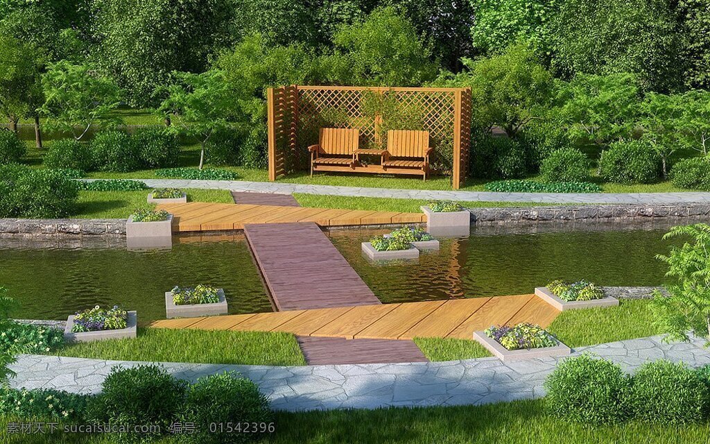 公园 绿化 场景 模型 带灯光材质 绿化设计 室外模型 3d模型 景观园林模型 公园模型 景观模型 园林景观 3d