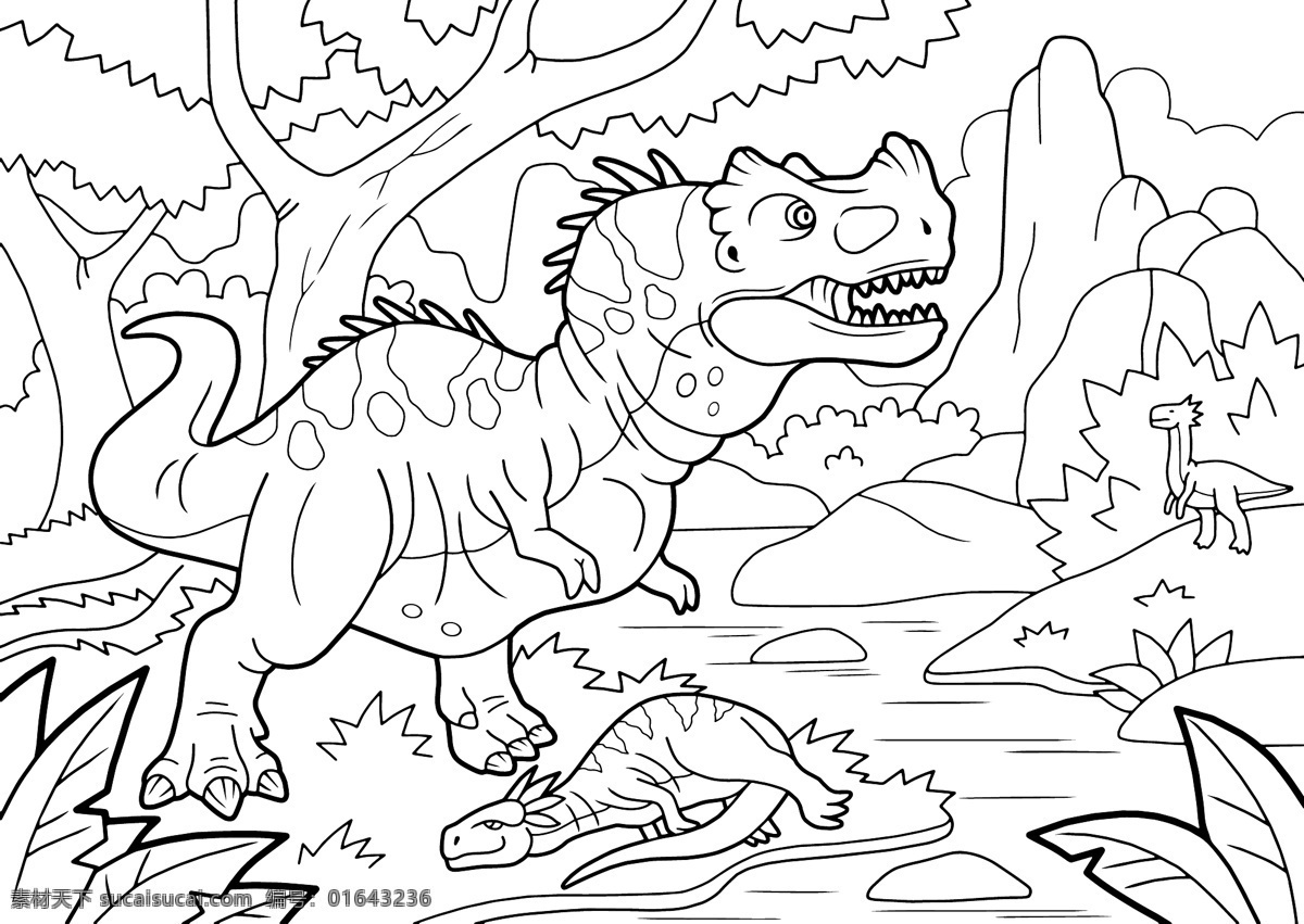 恐龙 着色 模板 恐龙着色模板 恐龙着色 着色模板 共享设计矢量 动漫动画