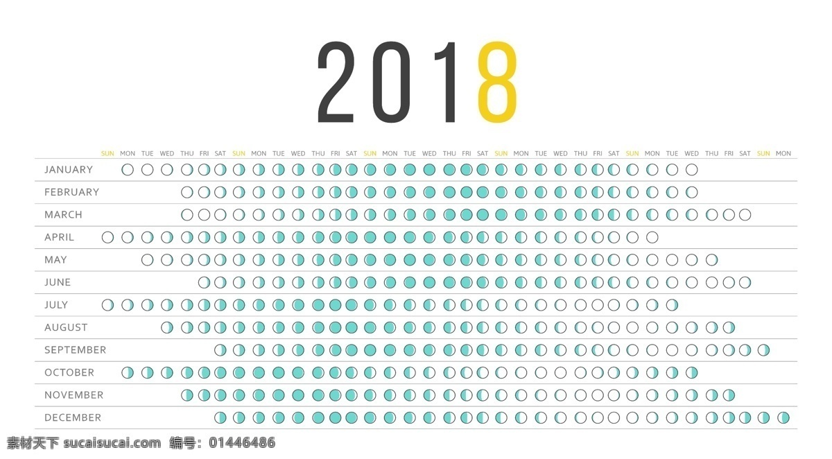 2018 年 简约 日历 矢量 2018年