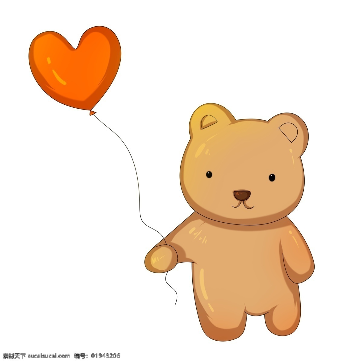 心形 气球 小 熊 红色心形气球 可爱的小熊 棕色的小熊 红色漂浮气球 卡通小动物 小动物插画