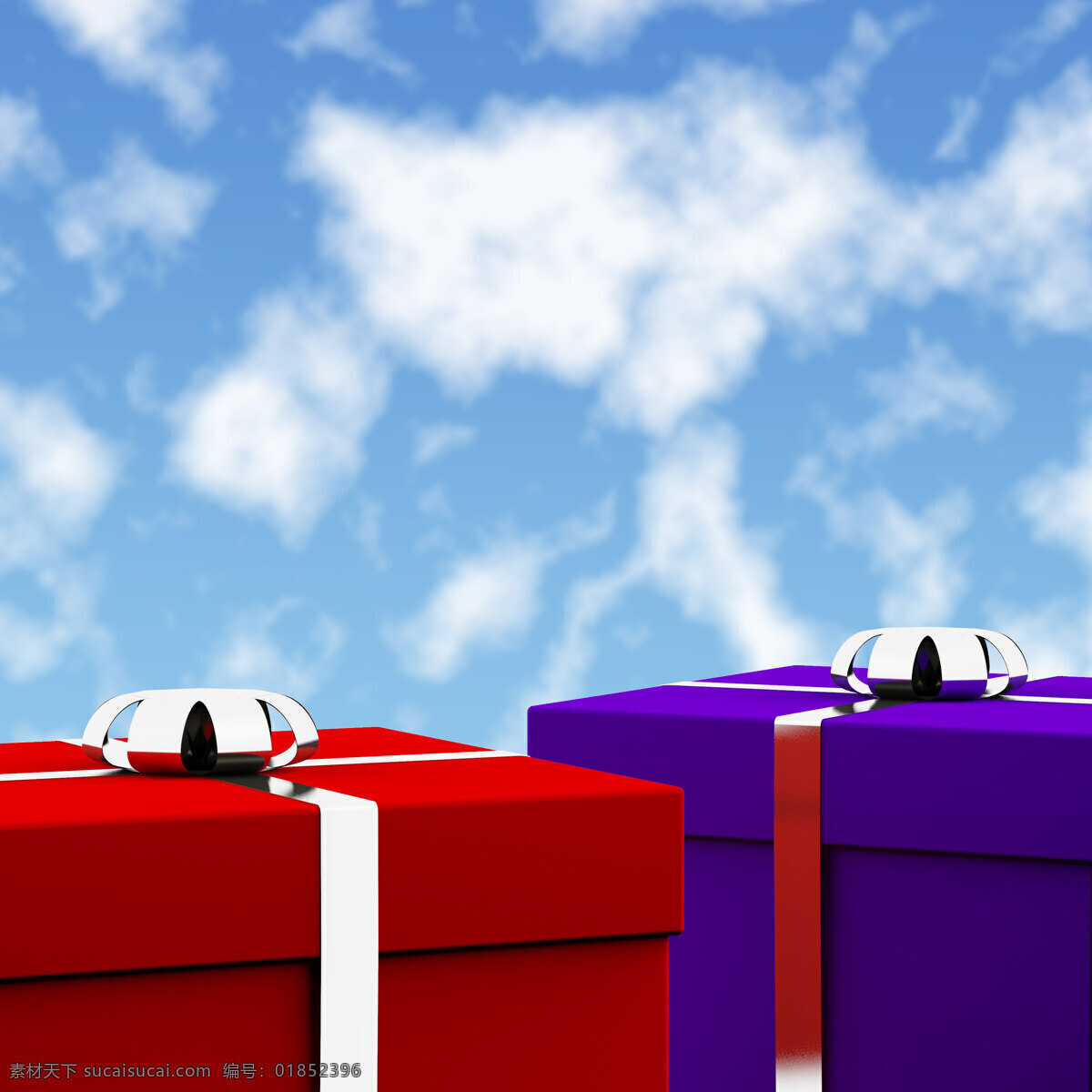 红色 蓝色 天空 背景 礼盒 作为 礼物 文化艺术