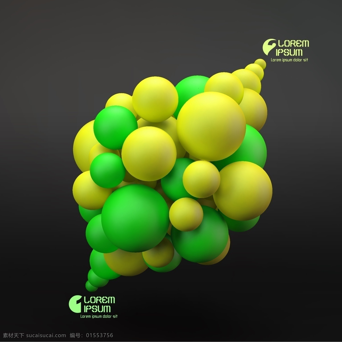 黄绿色 球形 背景 立体背景 立体图案 背景图案 3d背景 生活百科 矢量素材 黑色