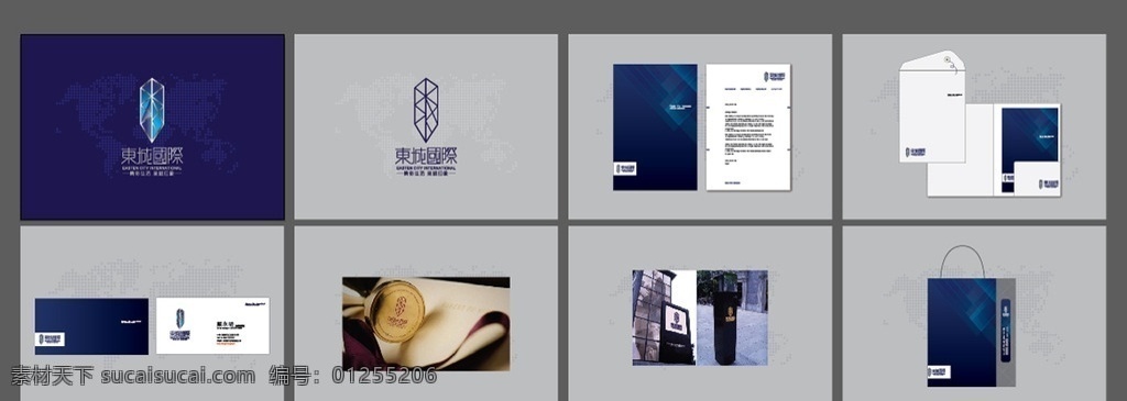 东城国际 商务 写字间 办公 vi logo 纸袋 纸杯 名片 蓝色 高端 vi设计