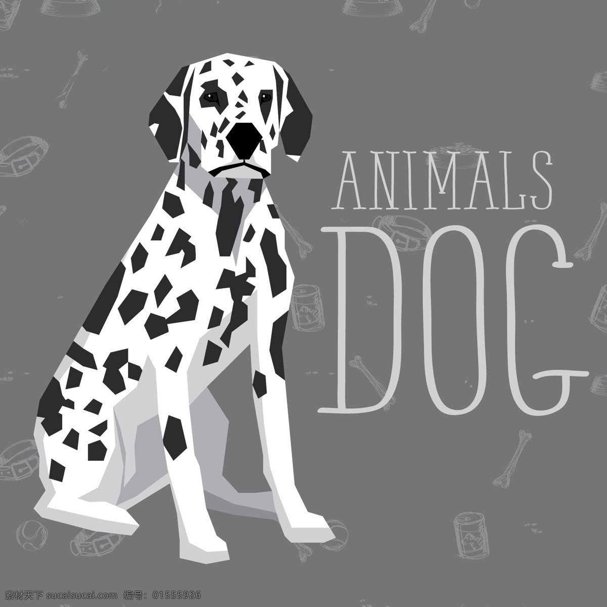 可爱 卡通 斑点狗 插画 动物 宠物 小狗