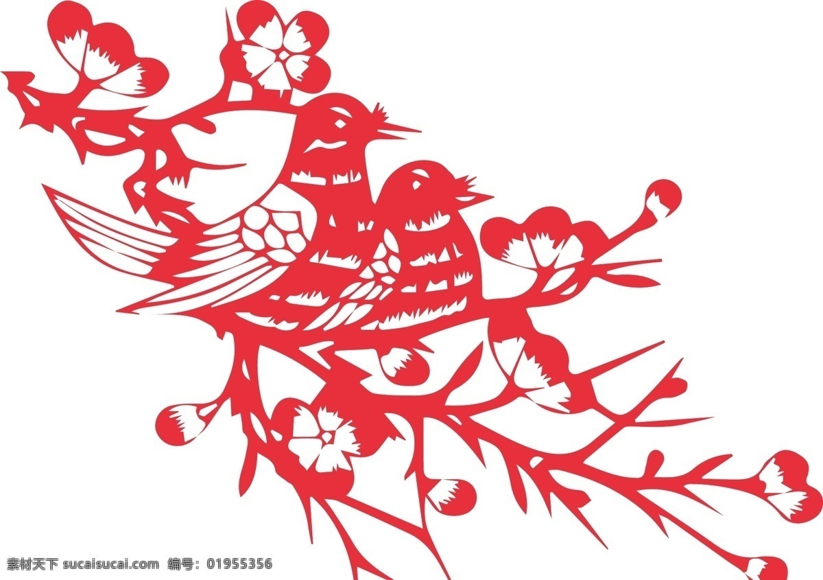 喜鹊剪纸 报春 红色 春节 新年 文化艺术 节日庆祝