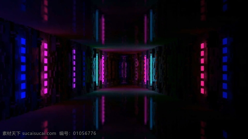 魔幻 红蓝 光线 隧道 背景 视频