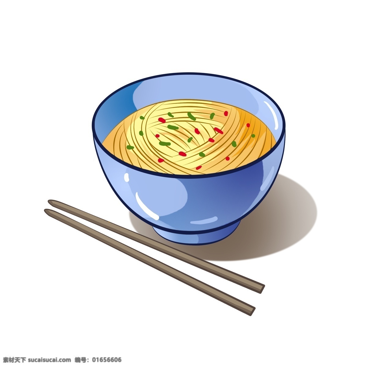 春天家常碗面 筷子 蓝色 圆碗 面条 美味 食物