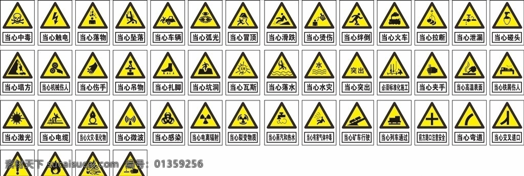 当心标志 警告标志 黄色标志 公共标识 安全标识