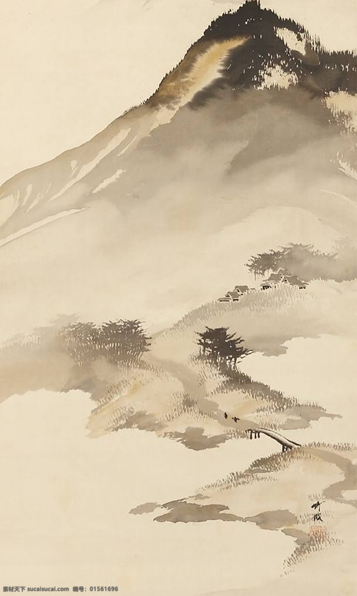 山水墨背景图 黑白 油墨 画 背景 山水 风景 简约 极简 好看 格调 复古 大方 灰白 底纹边框 背景底纹