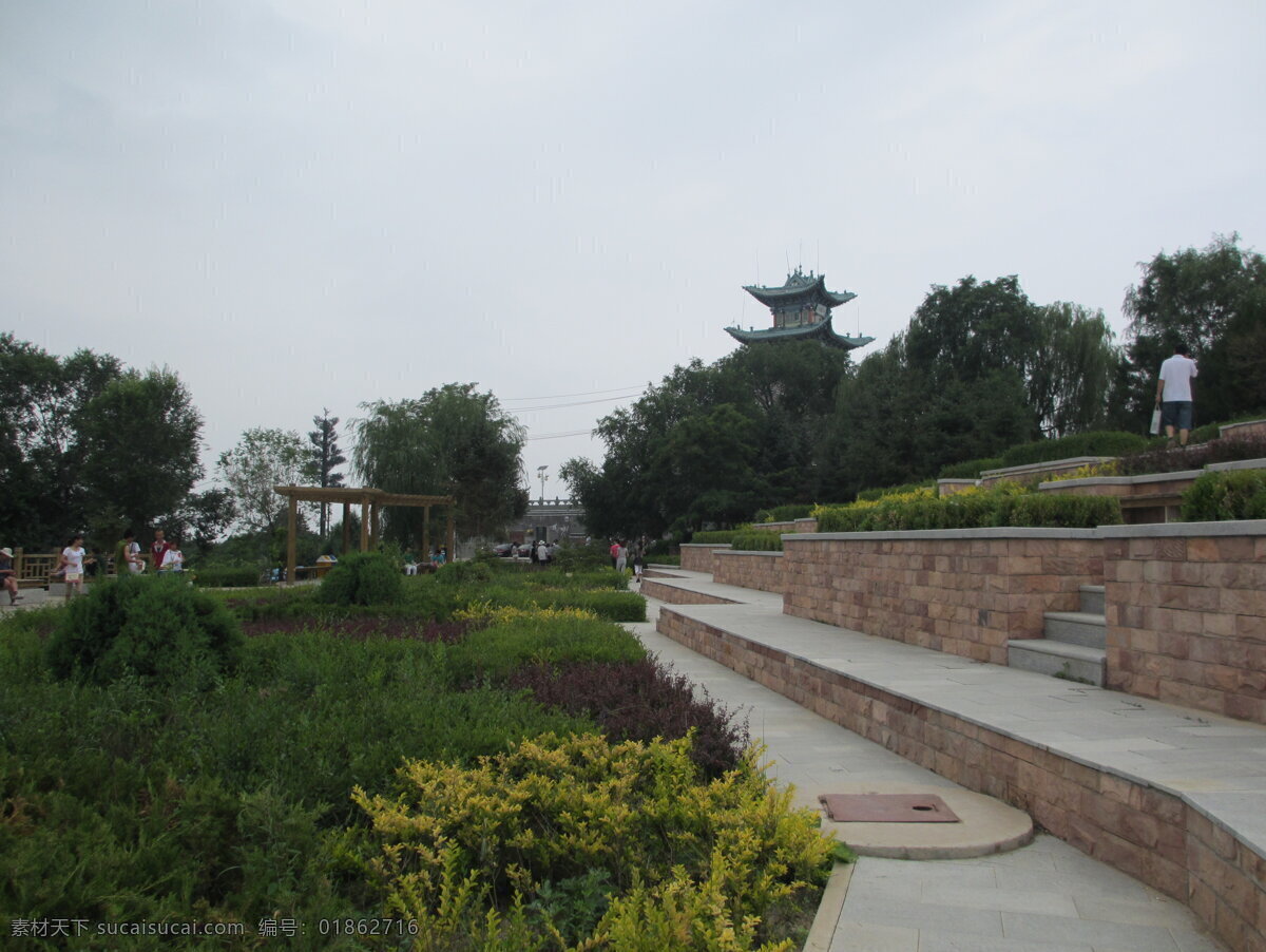 兰山公园 兰州风景 兰山 公园 三台阁 台阶 绿树 自然风景 自然景观