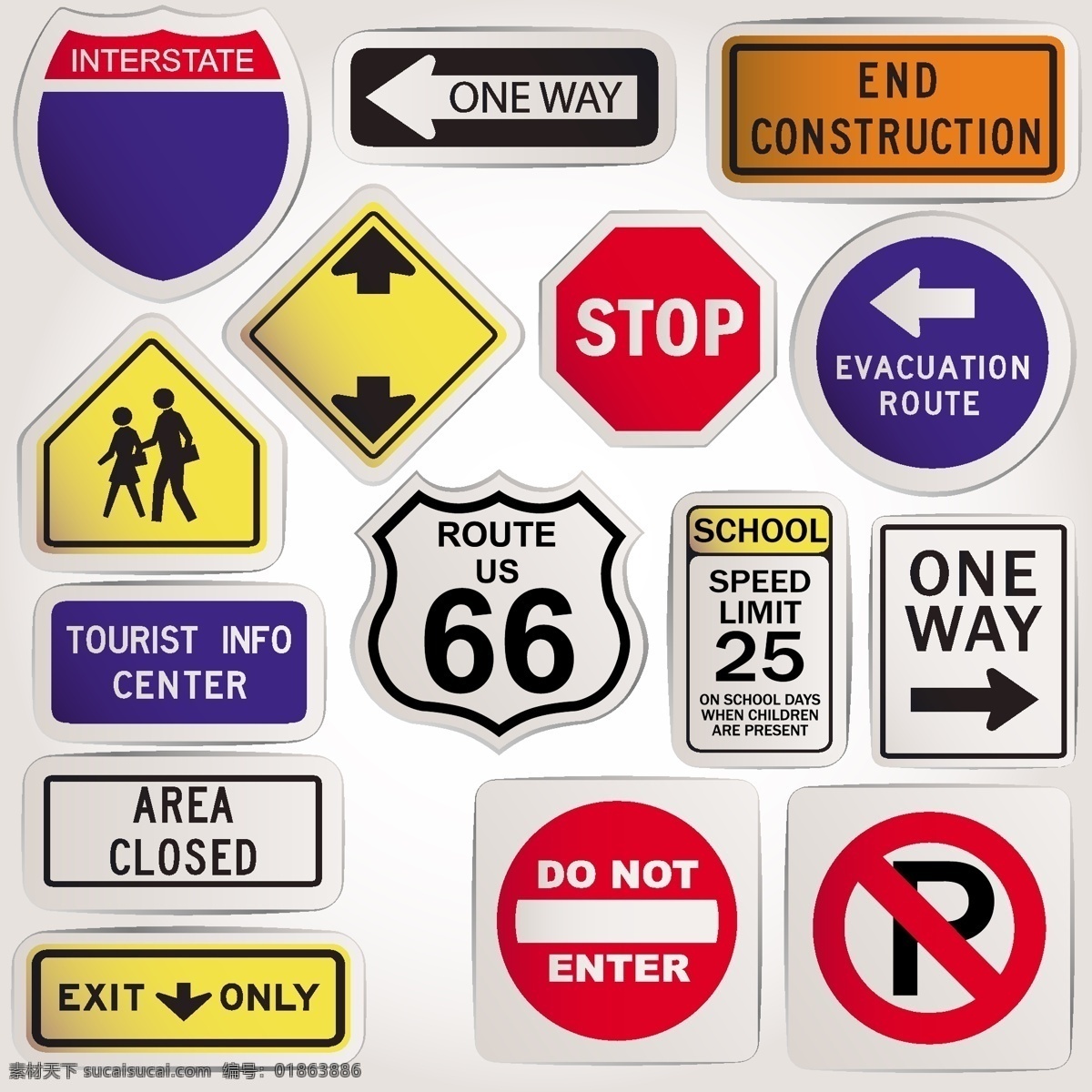 标识标志图标 公共标识标志 警示标志 路标 路标指示牌 路障 指示牌 矢量 路障标签 psd源文件