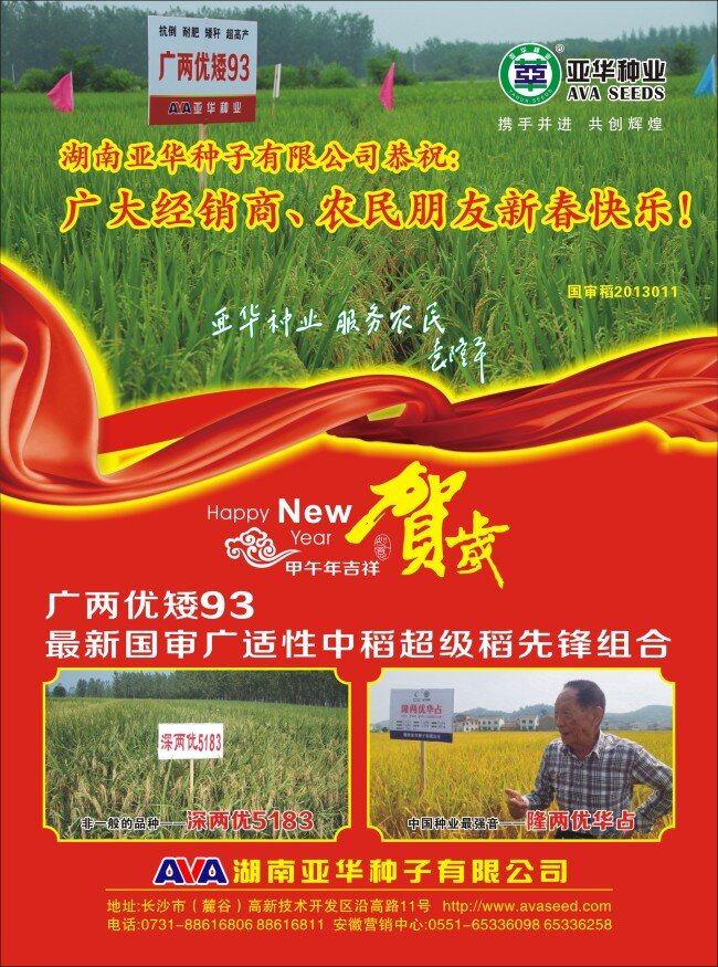 水稻单页 水稻海报 亚华种业 红色