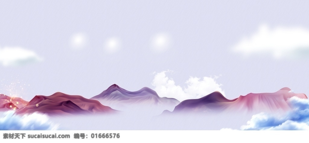 红色山脉 山 红色 浪漫紫色 背景 海报