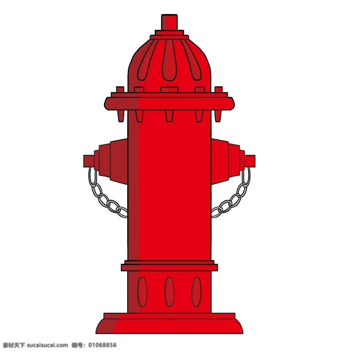 红色 消防栓 消防 器械 消防器材 手绘 扁平化