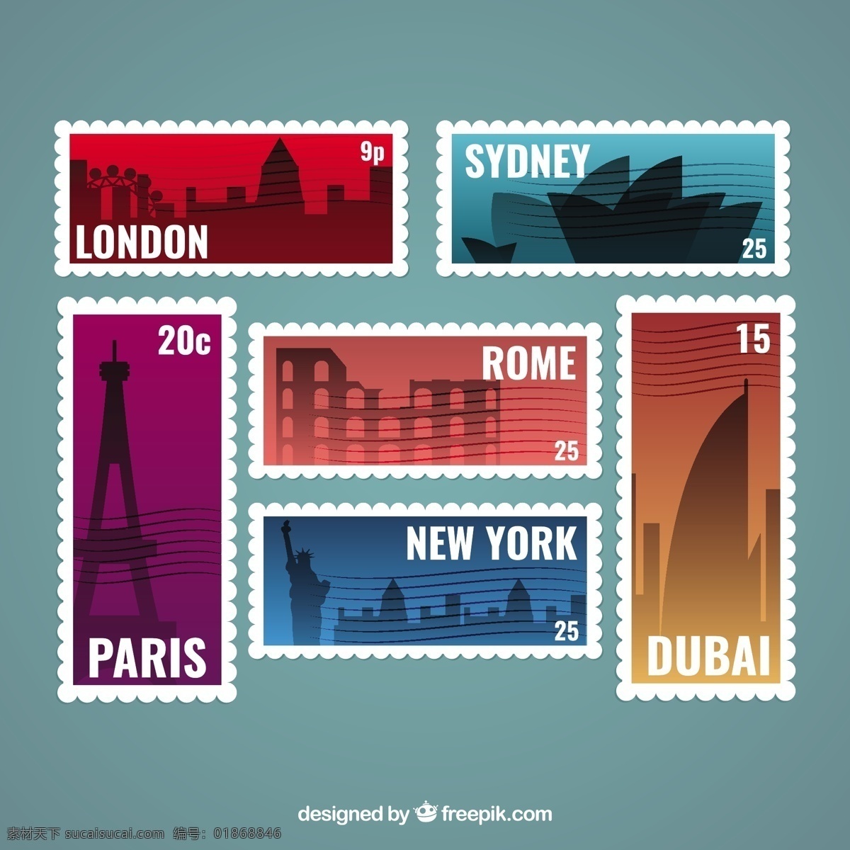 城市 剪影 邮票 图标 城市剪影