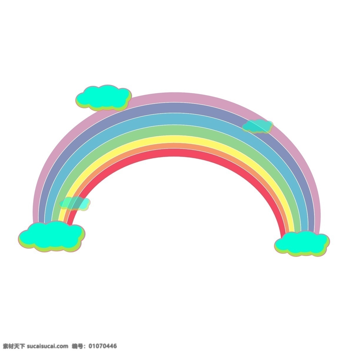 彩虹 云朵 卡通 矢量 元素