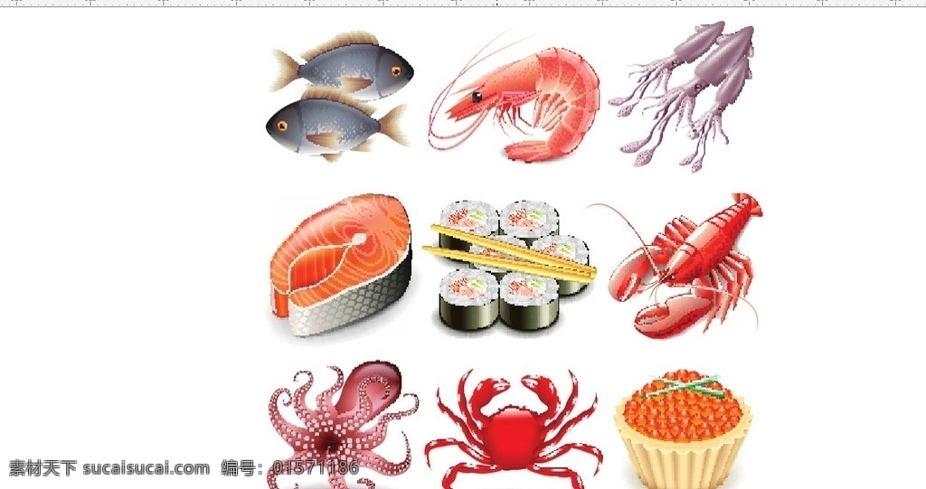卡通食物 食物 鱼 蛋糕 寿司 螃蟹 原创 冲星
