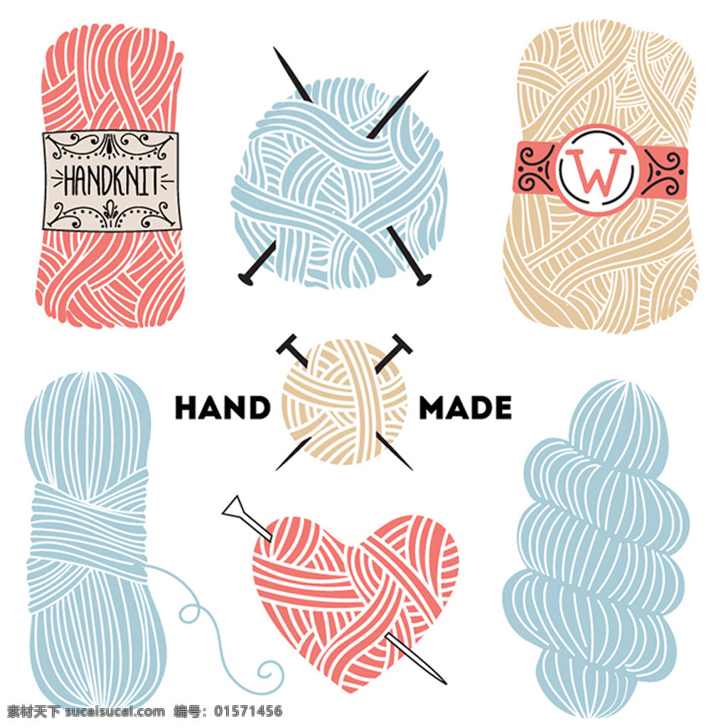 手绘 彩色 毛线 团 矢量 毛线团 简约 图标 毛球 编织 白色