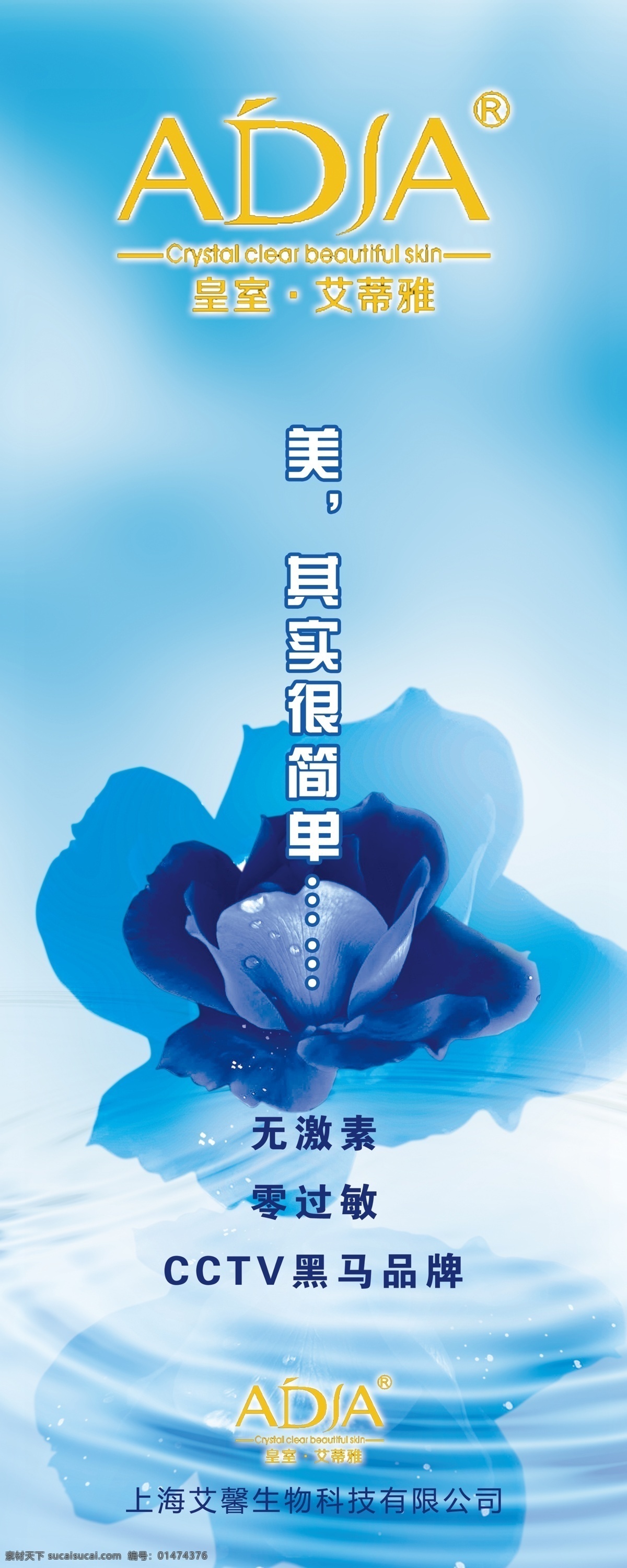 创意海报 海报 创意 花瓣 水波纹 蓝色水花 蓝色背景