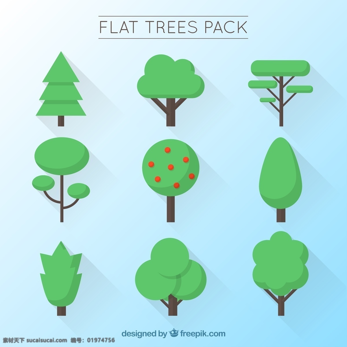 各种各样 平面 树 自然 绿色 平坦 森林 树木 树叶 品种 植被 青色 天蓝色