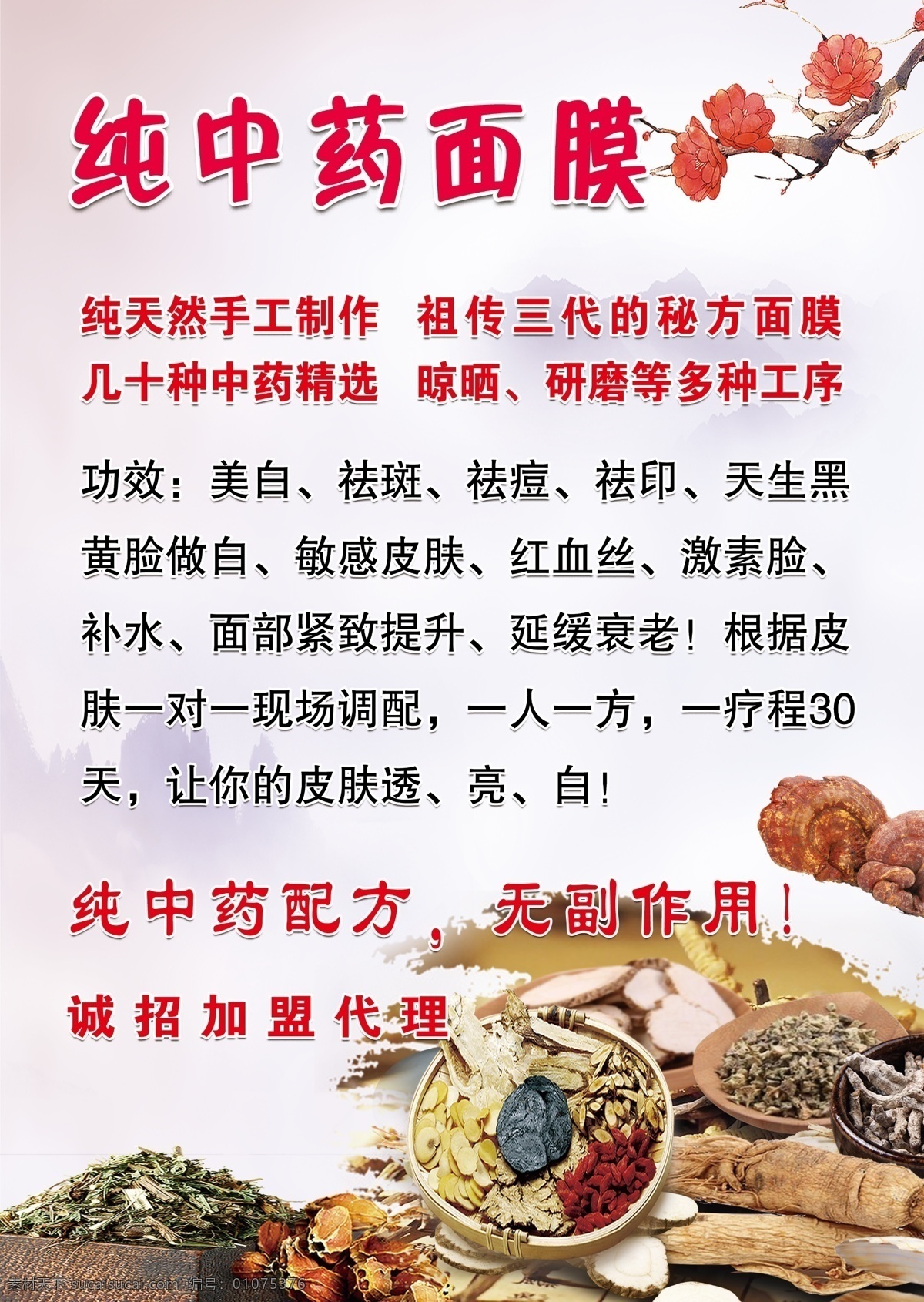 纯中药面膜 中药 中医 面膜 美白 抗老 招代理 海报 祛斑 分层