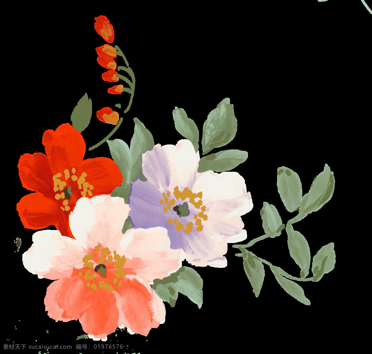 中国风 古典 手绘 花卉花朵 png免抠 底纹边框 花边花纹
