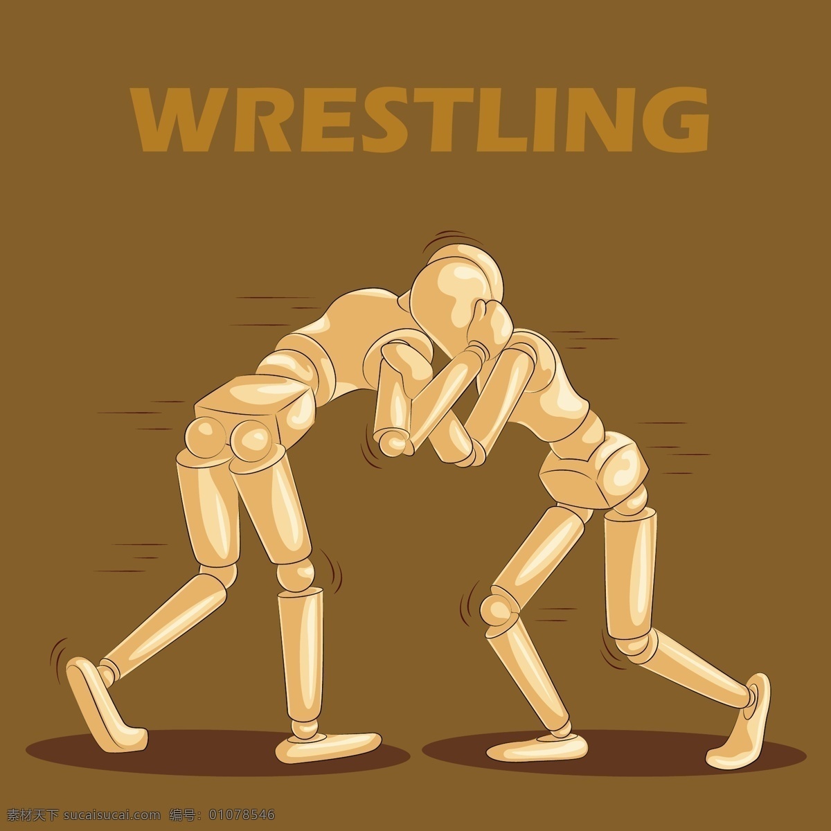 棕色 摔跤 体育运动 卡通 矢量 背景 手绘 体育 竞技 运动 矢量素材 背景素材 平面素材