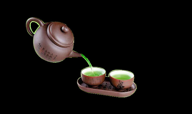 素 颜 清新 褐色 茶具 产品 实物 茶道 产品实物 褐色茶具 黑色字体 绿色茶水
