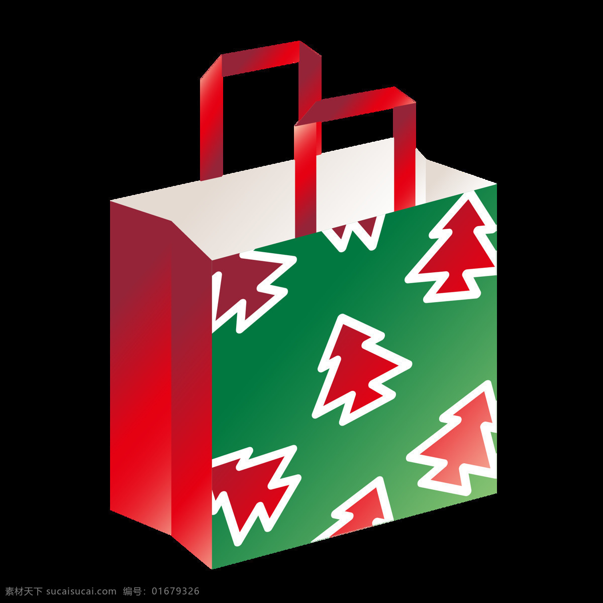 手绘 圣诞树 袋子 元素 红色圣诞树 免扣 圣诞节 透明