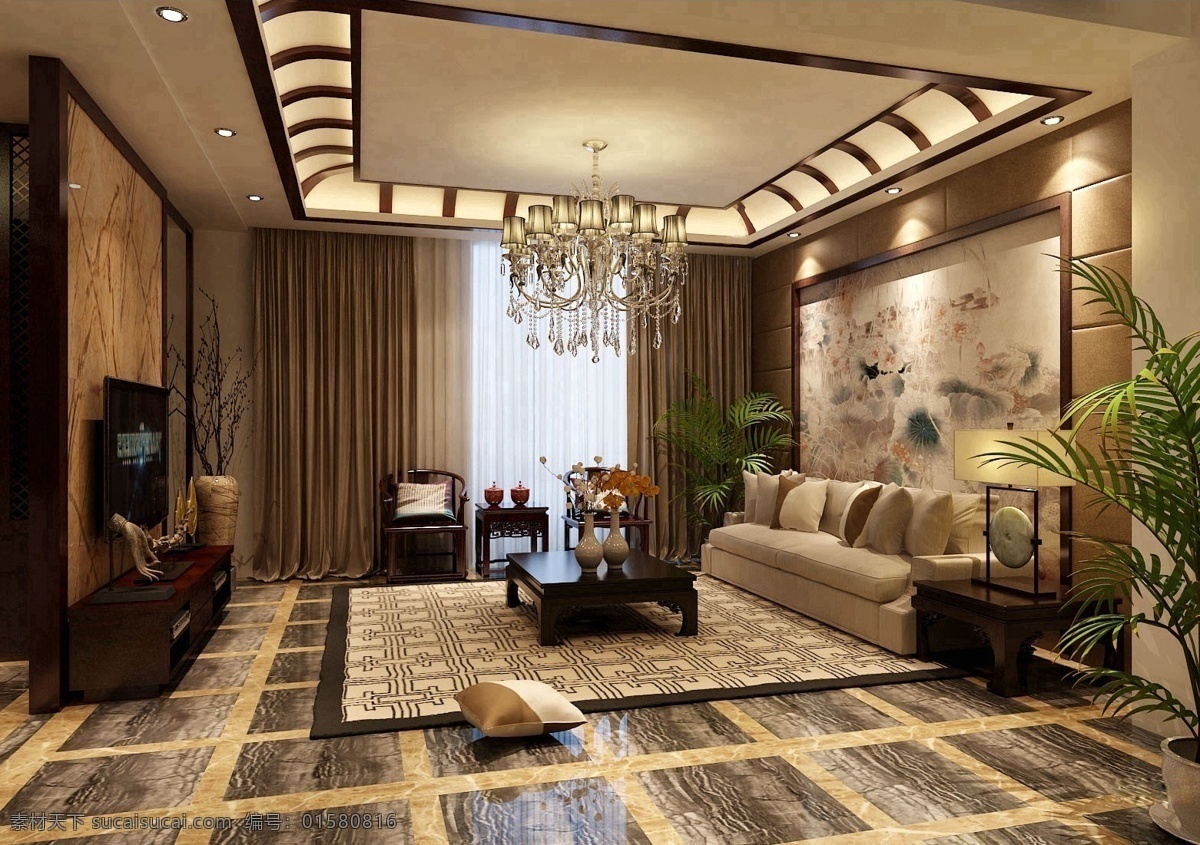 现代 时尚 客厅 格子 地板 室内装修 效果图 客厅装修 格子地板 金色背景墙 浅色格子地毯
