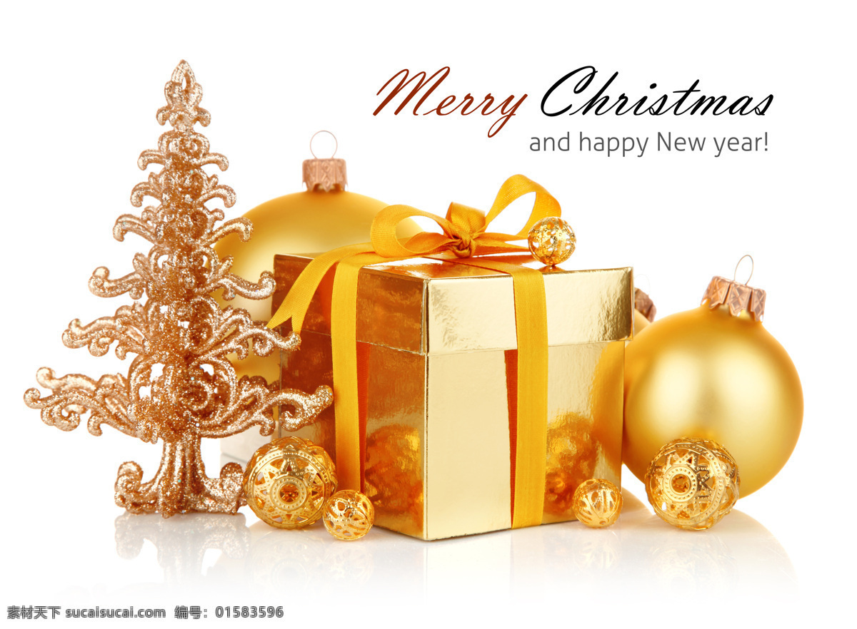 金色 礼盒 圣诞球 圣诞节 圣诞装饰物 圣诞节元素 金色圣诞球 圣诞树 节日庆典 生活百科