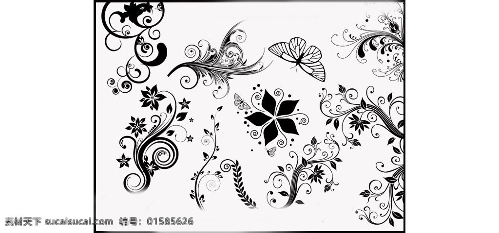 超 美的 花纹 花朵 蝴蝶 笔刷 花朵蝴蝶笔刷