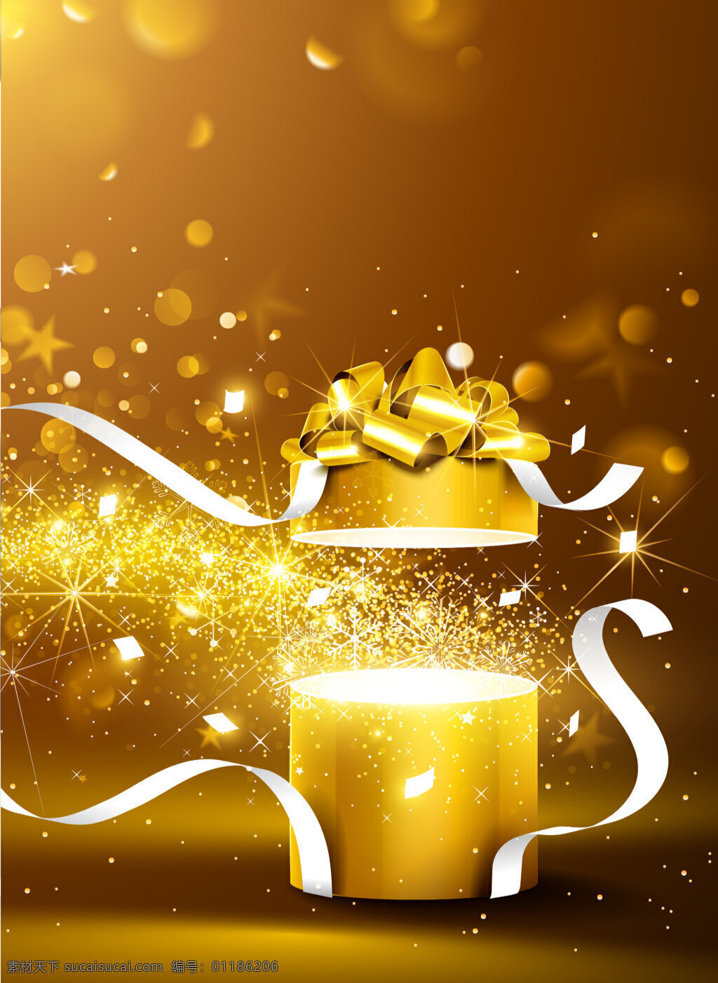 背景 海报 节日 金色 礼物盒 梦幻 圣诞节 矢量 质感 礼物 盒 新年 星光
