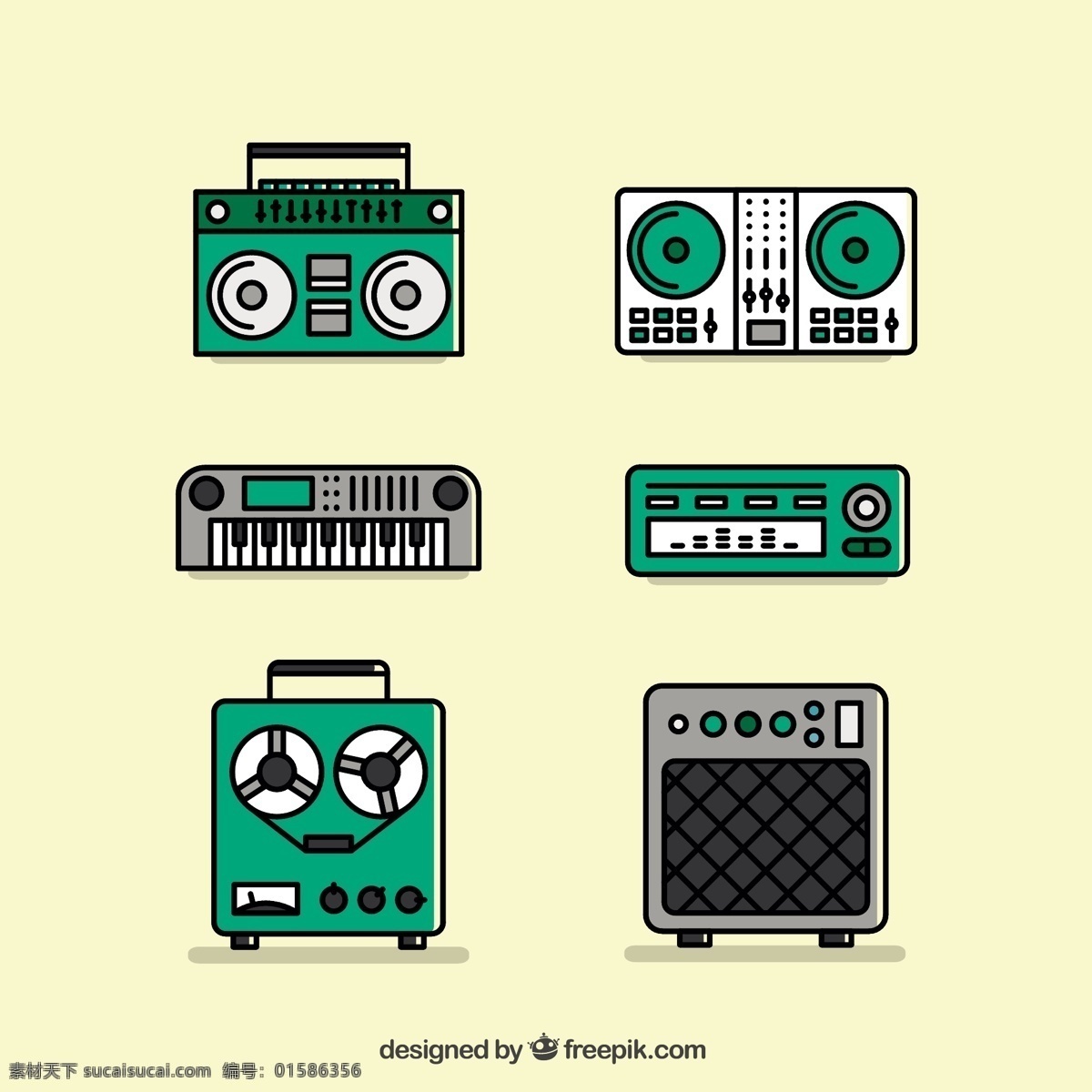 音乐图标 音乐 图标 绿色 收音机 音响 键盘 放大器 录音