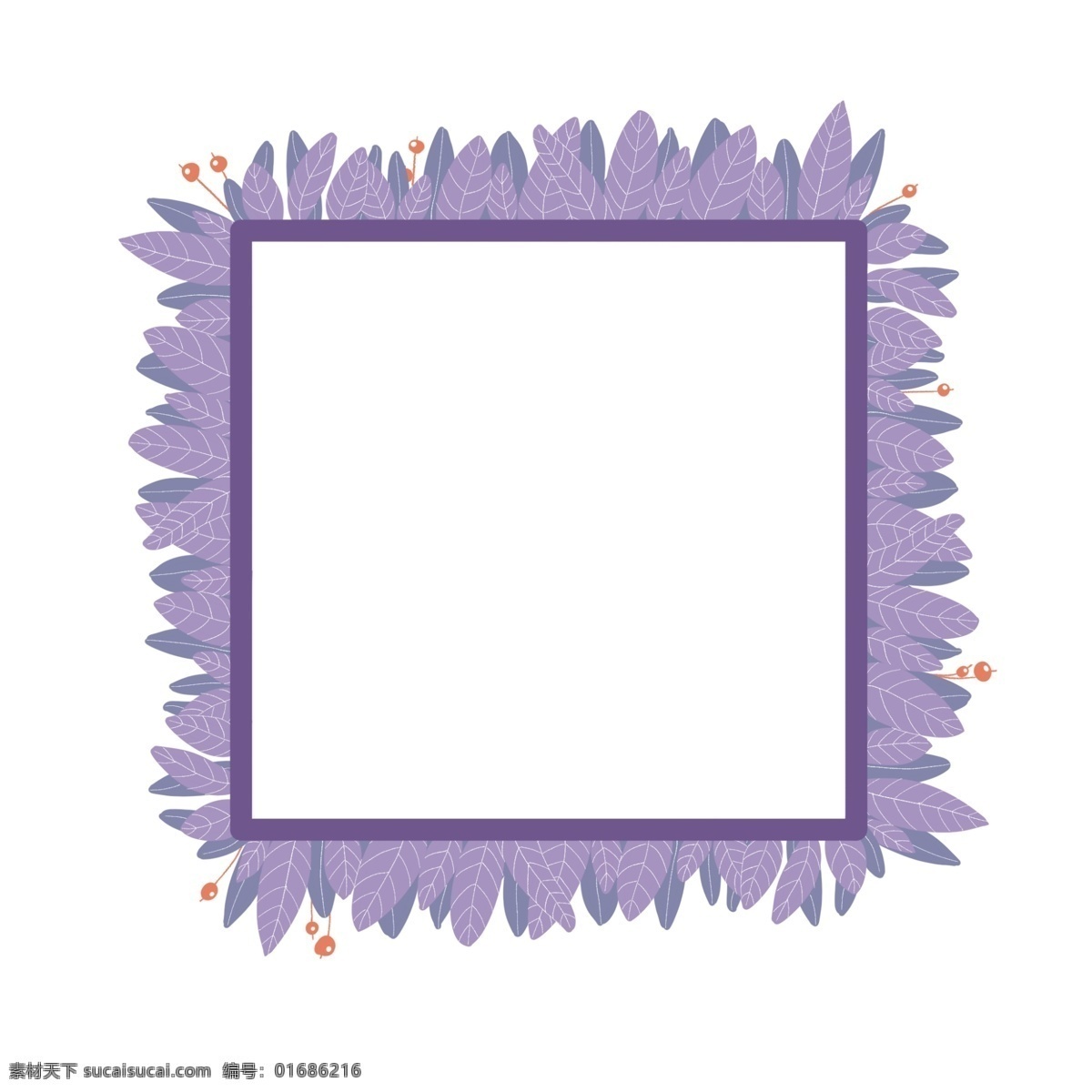 方形 装饰 紫色 边框 紫色绿植植物 卡通边框 小框 紫色花草边框 方形装饰边框 可爱边框 紫色框