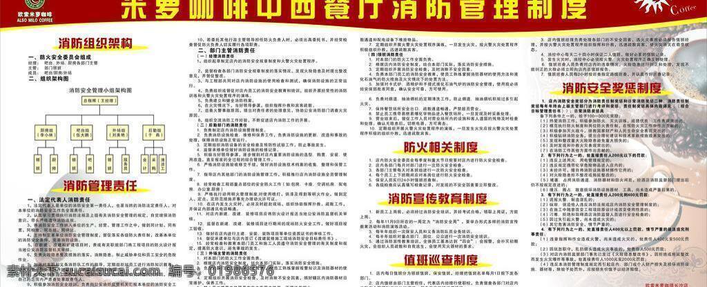 米 萝 咖啡 标志 管理 米萝咖啡 消防 消防制度 展板模板 制度 矢量